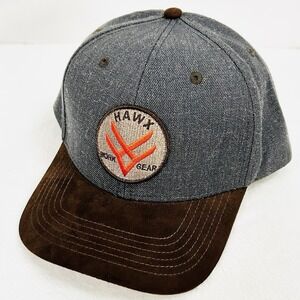 Hawx Work Gear Circle Patch 2-Tone Hat Cap Snapback Adjustable Gray Brown Casual